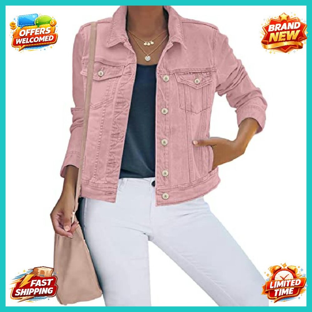Stretch Fitted Denim Jacket With Button Down Long… - image 2